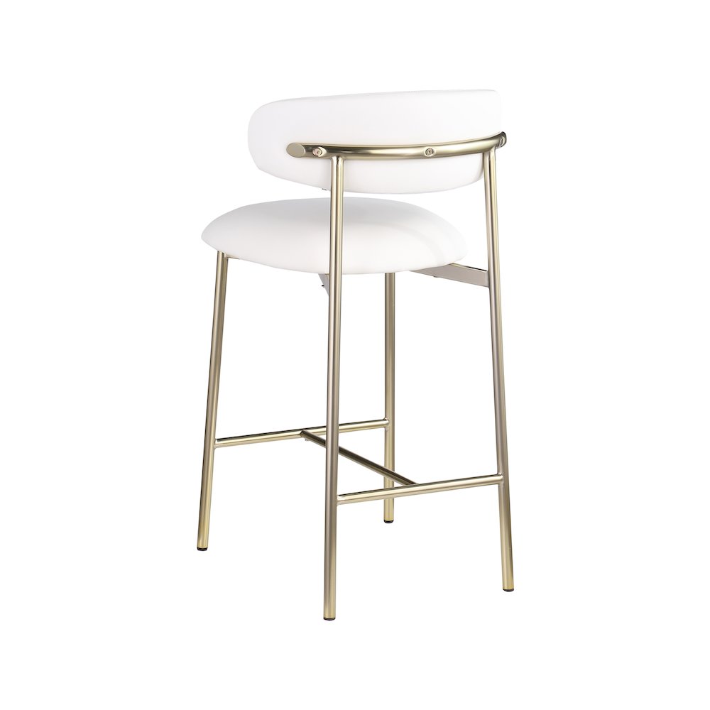 Lupita Off-White Vegan Leather Upholstered Counter Stool, Set of 2. Picture 5
