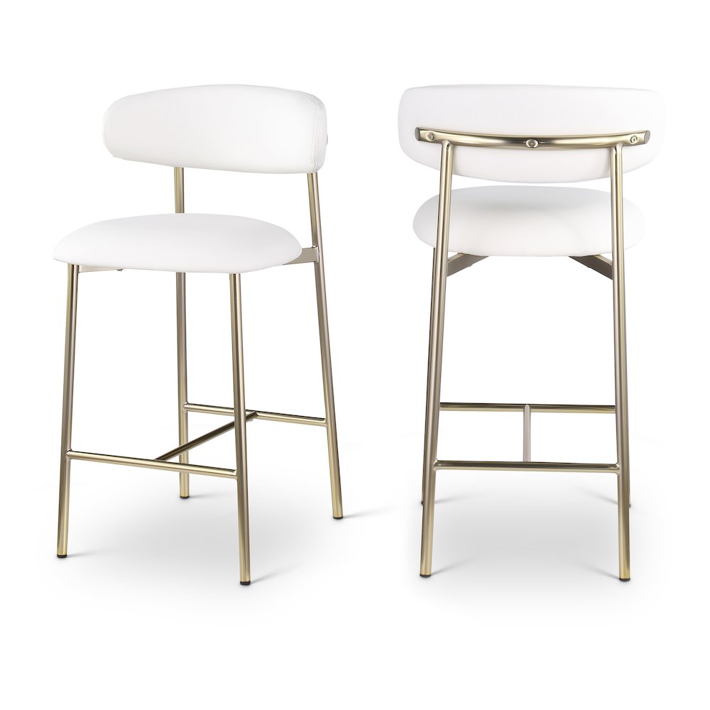 Lupita Off-White Vegan Leather Upholstered Counter Stool, Set of 2. Picture 1