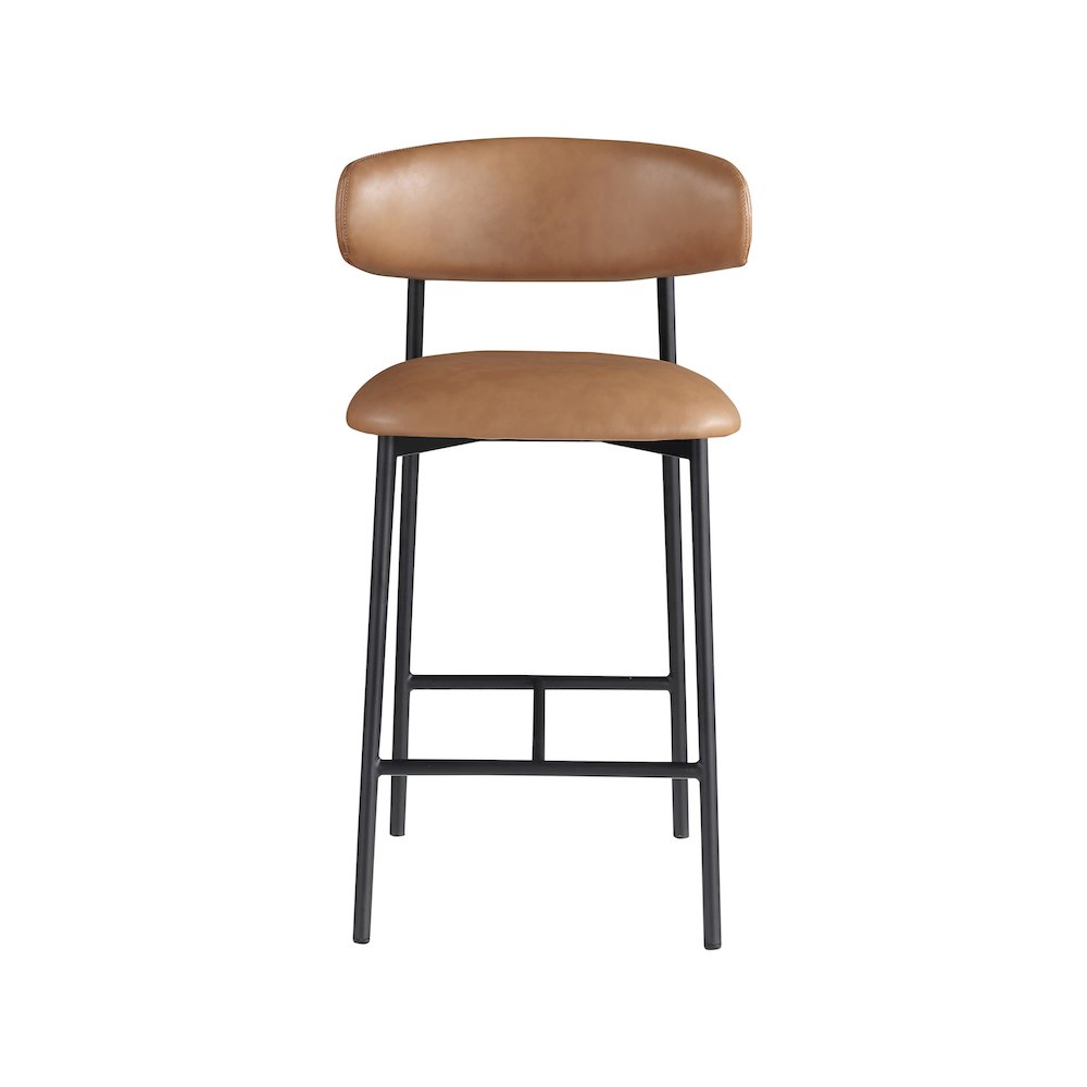 Lupita Cognac Vegan Leather Counter Stool, Set of 2. Picture 2
