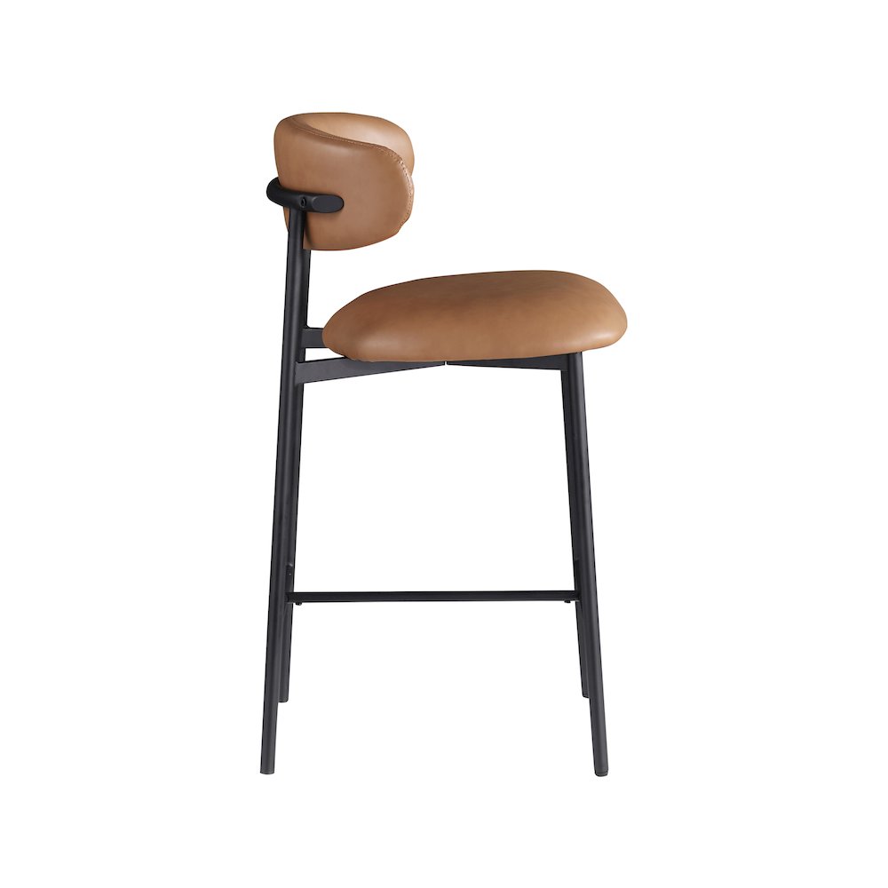 Lupita Cognac Vegan Leather Counter Stool, Set of 2. Picture 3