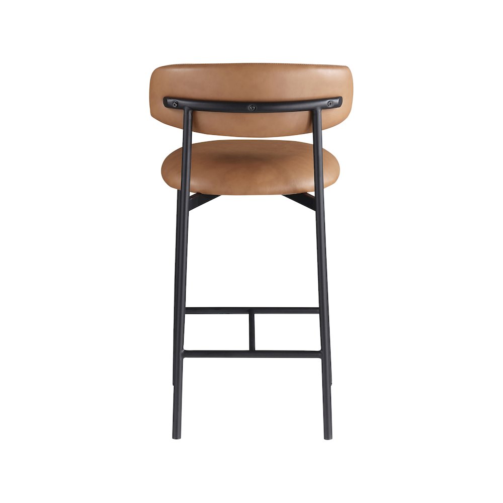 Lupita Cognac Vegan Leather Counter Stool, Set of 2. Picture 4
