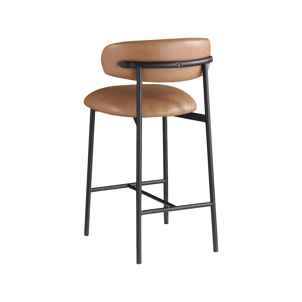 Lupita Cognac Vegan Leather Counter Stool, Set of 2. Picture 5
