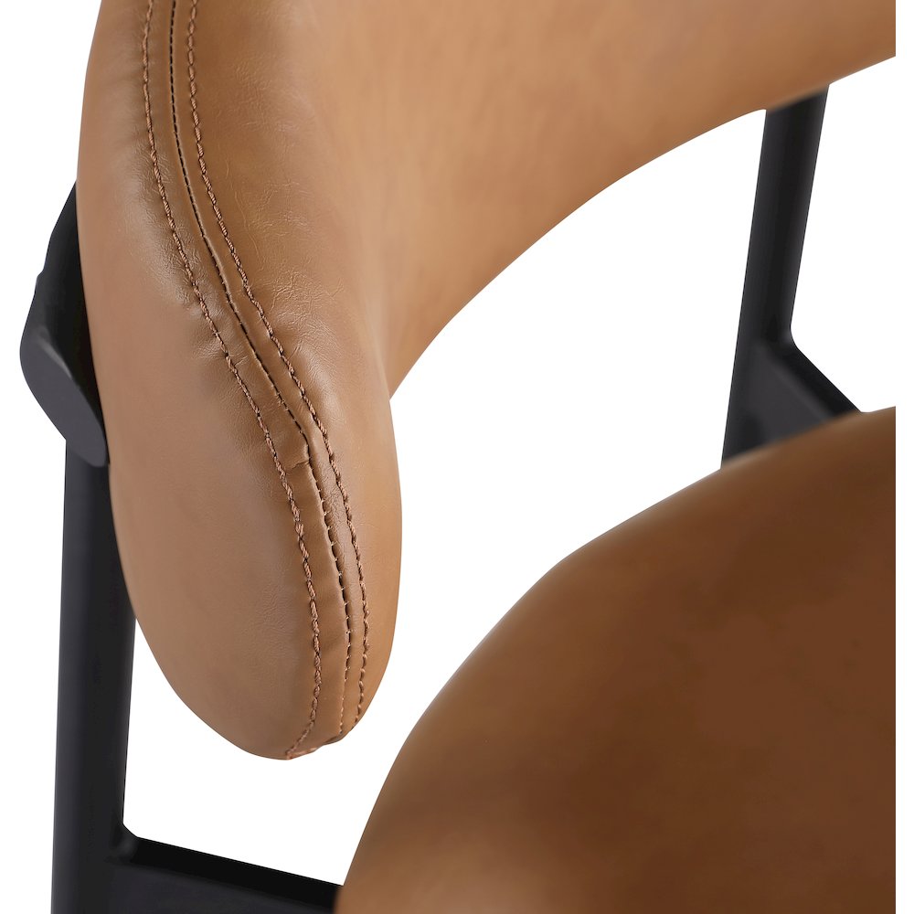 Lupita Cognac Vegan Leather Counter Stool, Set of 2. Picture 6