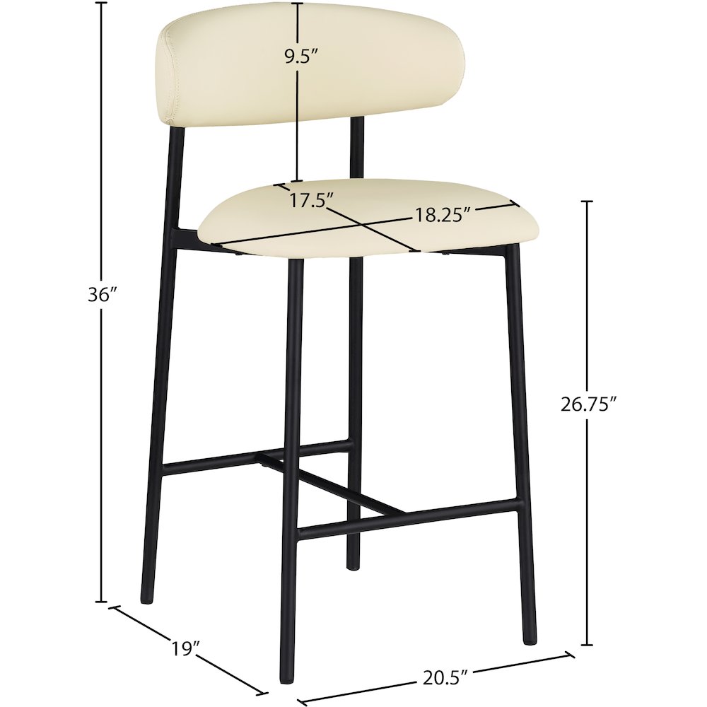 Lupita Cream Vegan Leather Counter Stool, Set of 2. Picture 7
