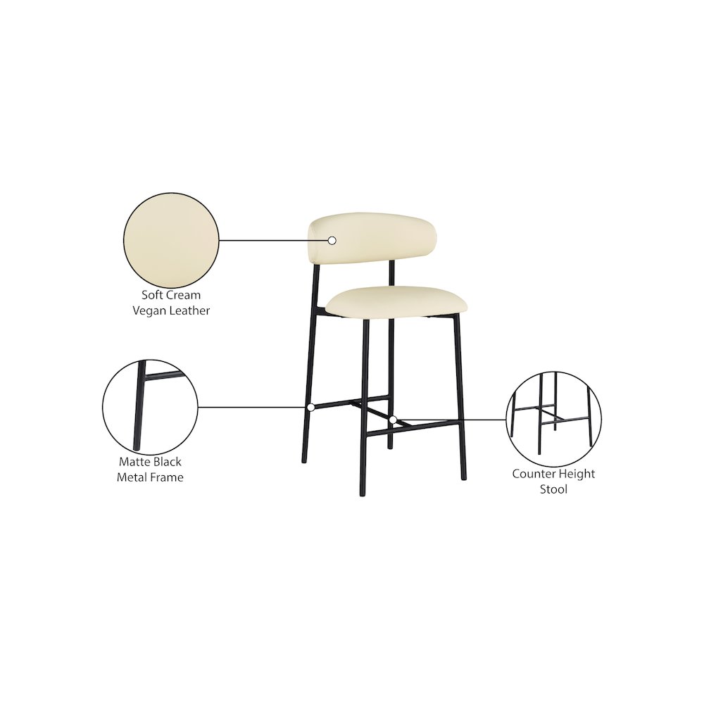 Lupita Cream Vegan Leather Counter Stool, Set of 2. Picture 8