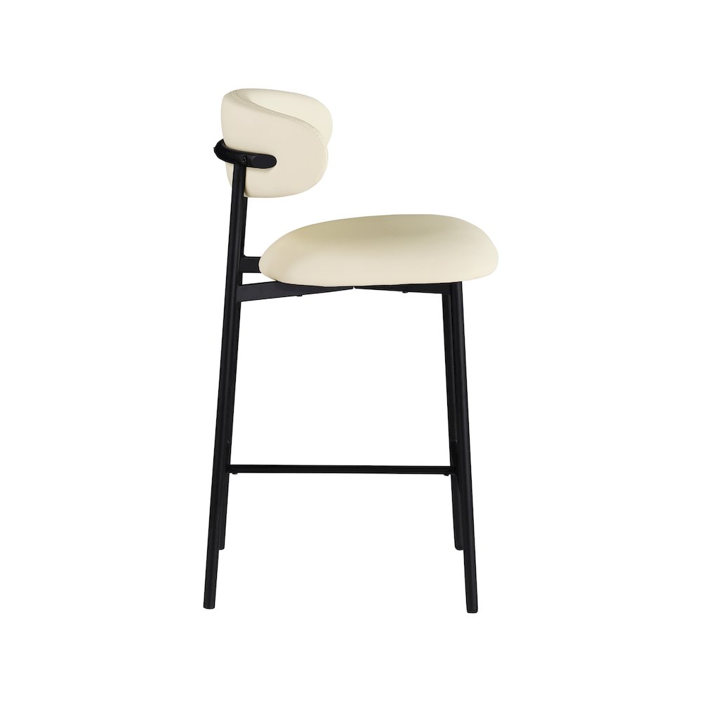 Lupita Cream Vegan Leather Counter Stool, Set of 2. Picture 3
