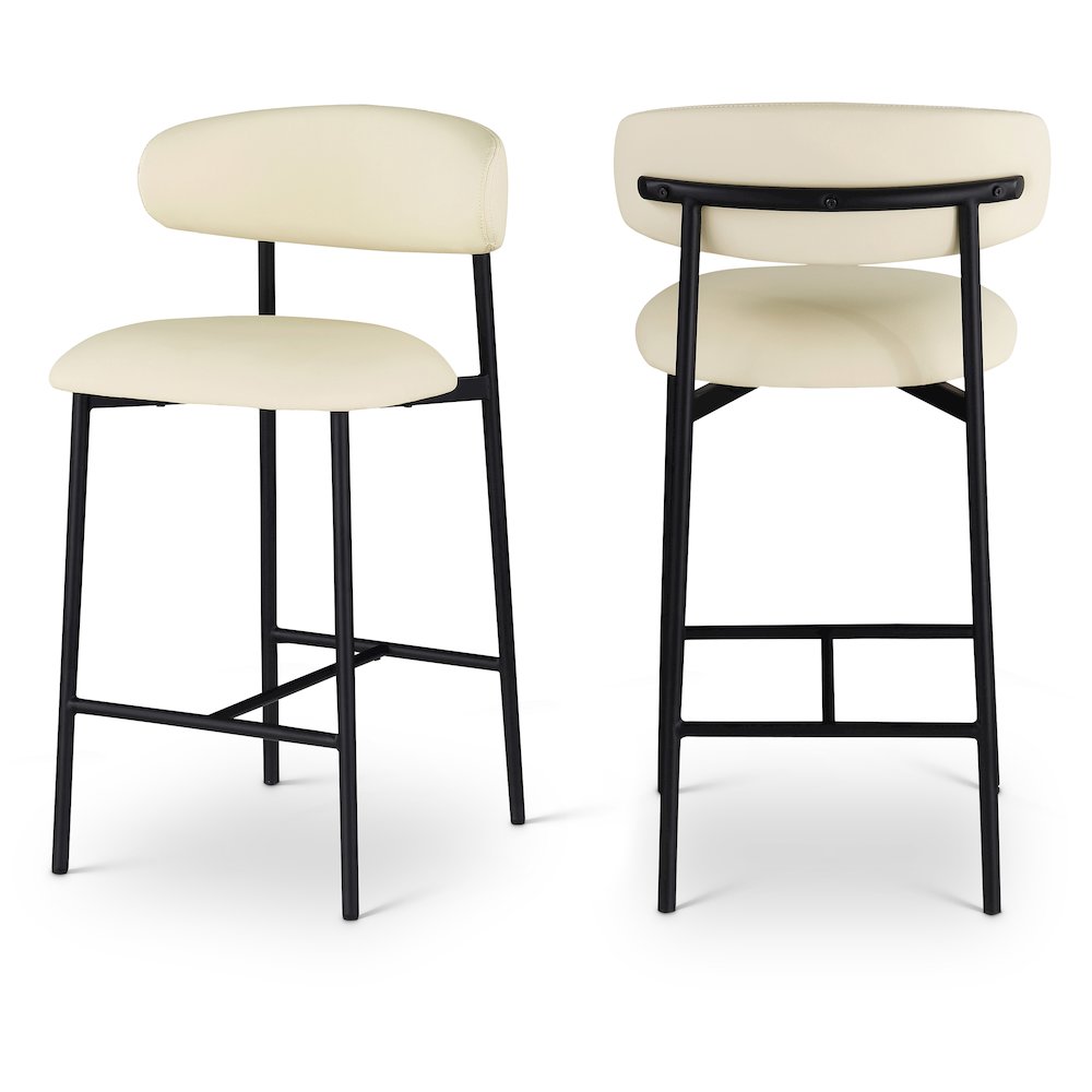 Lupita Cream Vegan Leather Counter Stool, Set of 2. Picture 1