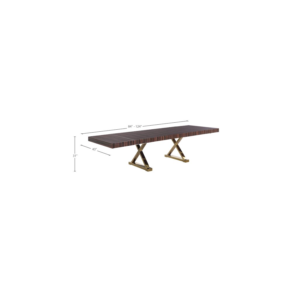 Excel Brown Zebra Wood Veneer Lacquer Extendable Dining Table. Picture 10