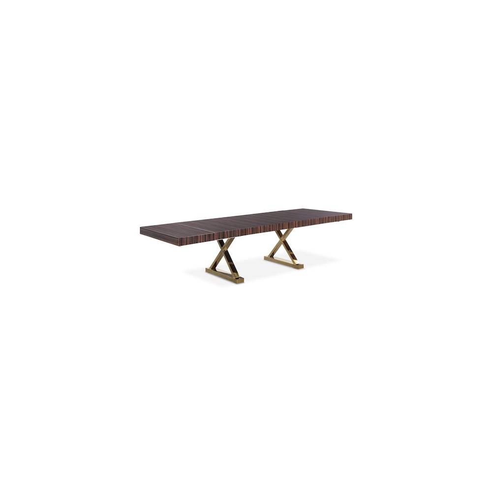 Excel Brown Zebra Wood Veneer Lacquer Extendable Dining Table. Picture 1