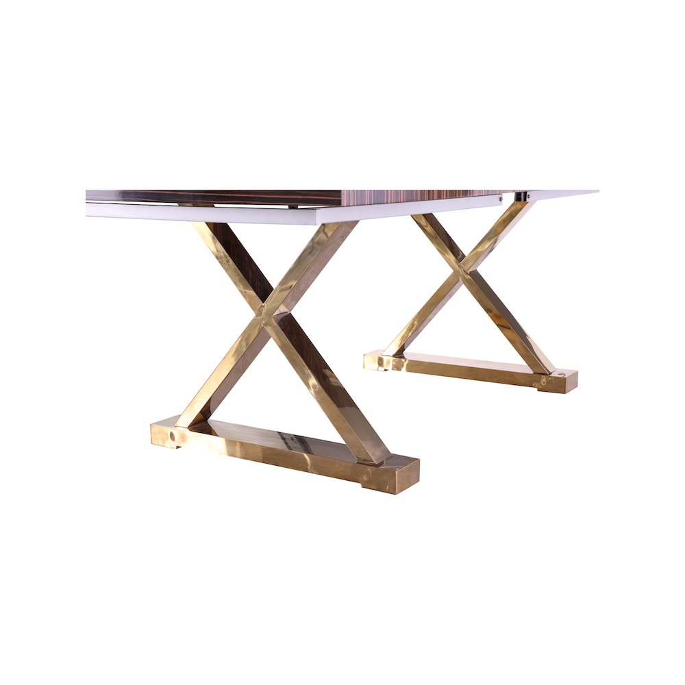 Excel Brown Zebra Wood Veneer Lacquer Extendable Dining Table. Picture 9