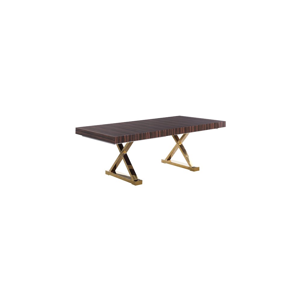 Excel Brown Zebra Wood Veneer Lacquer Extendable Dining Table. Picture 2