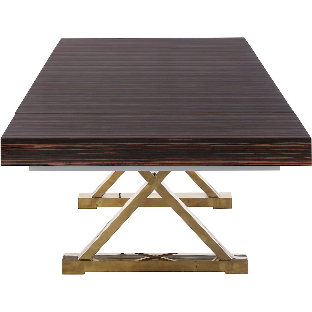 Excel Brown Zebra Wood Veneer Lacquer Extendable Dining Table. Picture 4