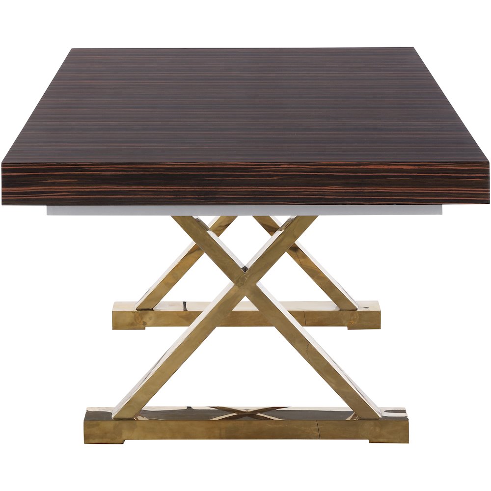 Excel Brown Zebra Wood Veneer Lacquer Extendable Dining Table. Picture 5