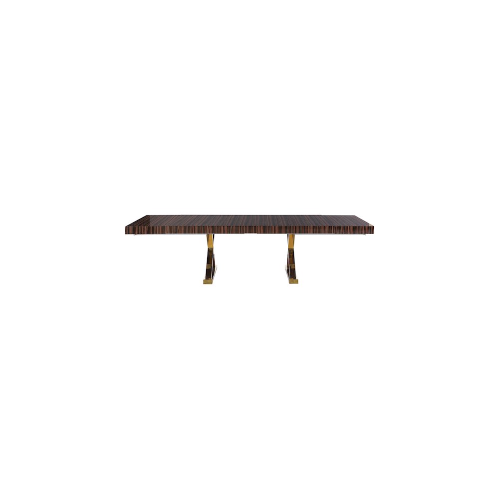 Excel Brown Zebra Wood Veneer Lacquer Extendable Dining Table. Picture 7