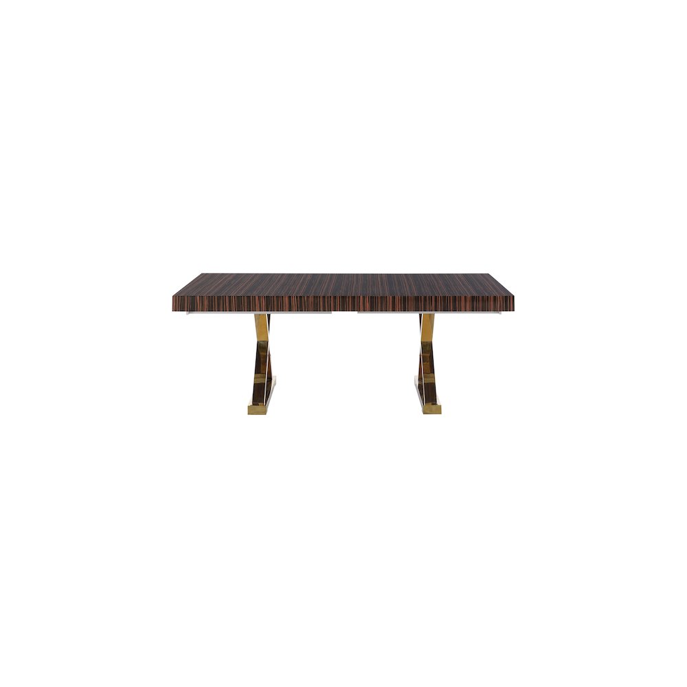 Excel Brown Zebra Wood Veneer Lacquer Extendable Dining Table. Picture 8