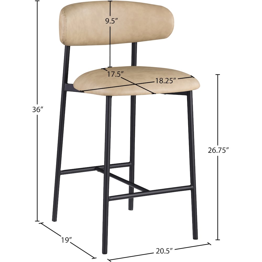 Lupita Tan Vegan Leather Counter Stool, Set of 2. Picture 7