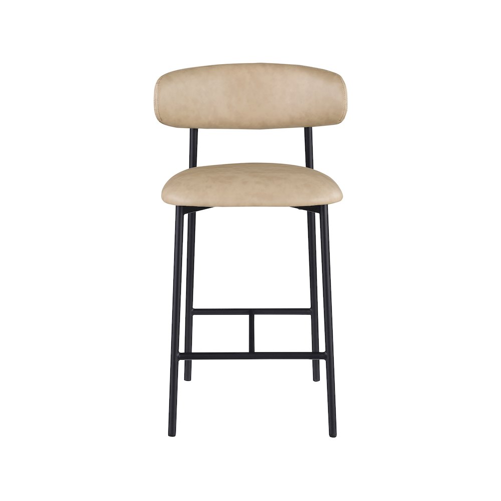 Lupita Tan Vegan Leather Counter Stool, Set of 2. Picture 2