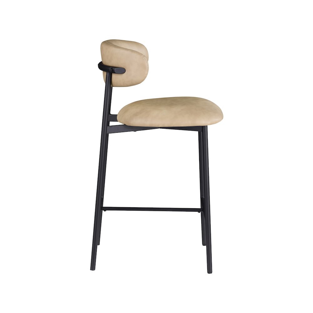 Lupita Tan Vegan Leather Counter Stool, Set of 2. Picture 3