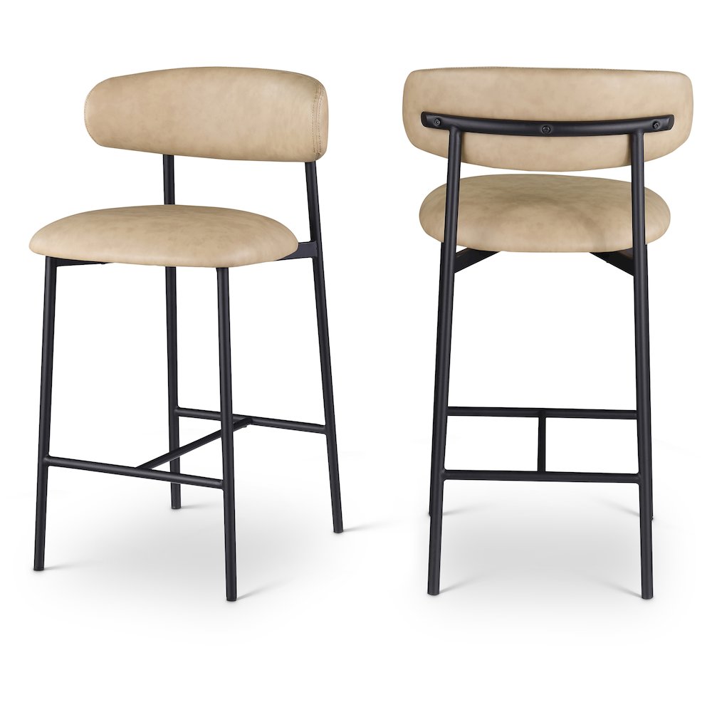 Lupita Tan Vegan Leather Counter Stool, Set of 2. Picture 1