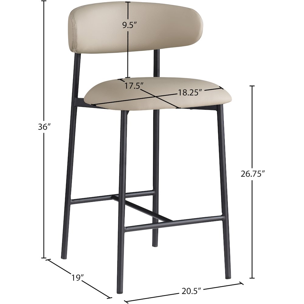 Lupita Taupe Vegan Leather Counter Stool, Set of 2. Picture 7