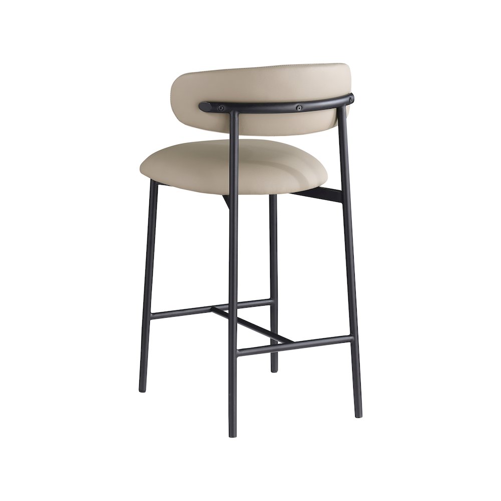 Lupita Taupe Vegan Leather Counter Stool, Set of 2. Picture 5