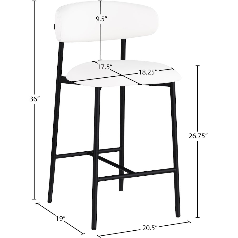 Lupita Off-White Vegan Leather Upholstered Counter Stool, Set of 2. Picture 7