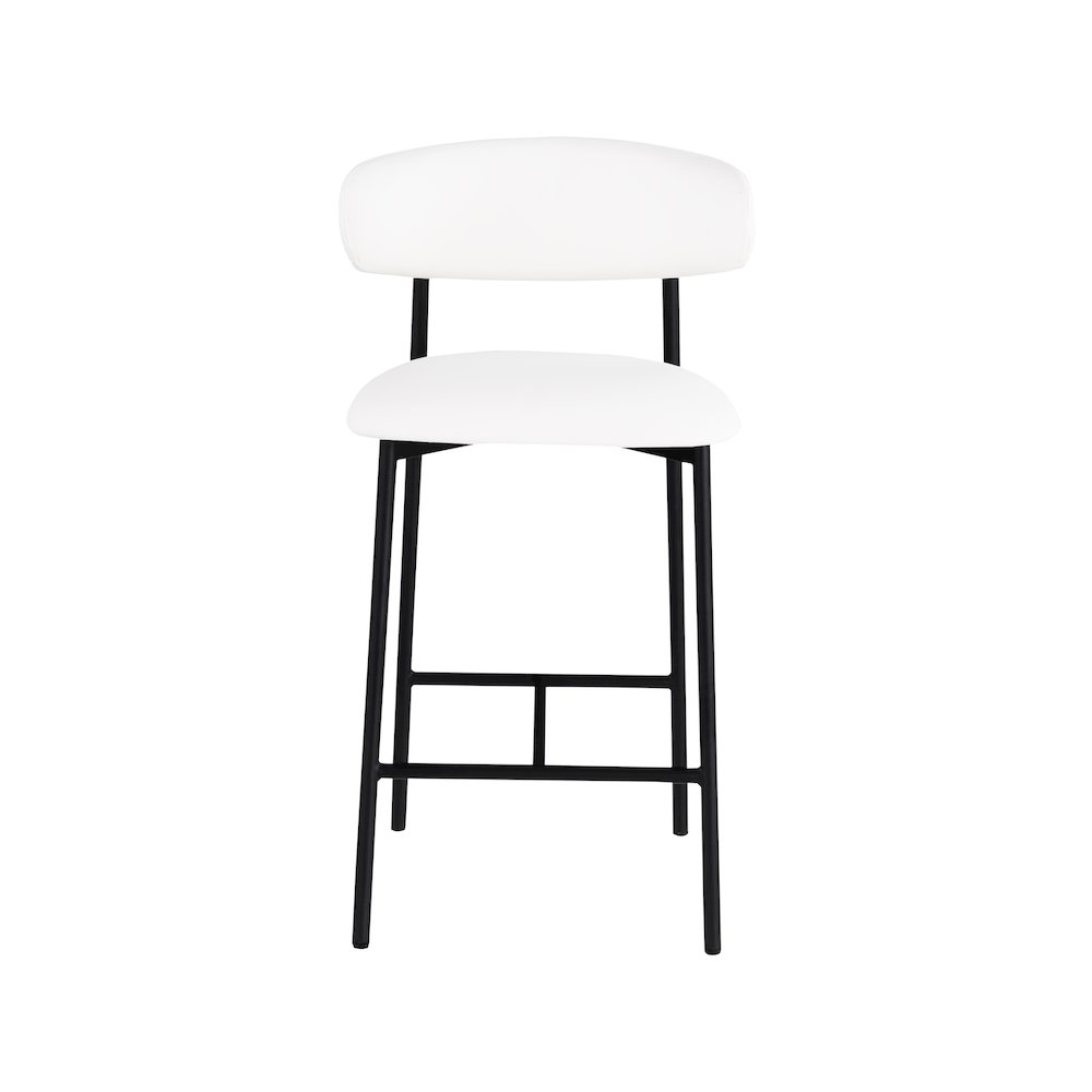 Lupita Off-White Vegan Leather Upholstered Counter Stool, Set of 2. Picture 2