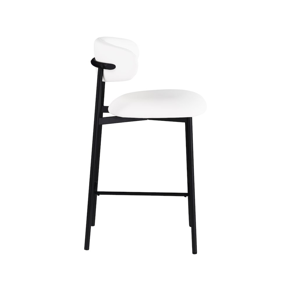 Lupita Off-White Vegan Leather Upholstered Counter Stool, Set of 2. Picture 3