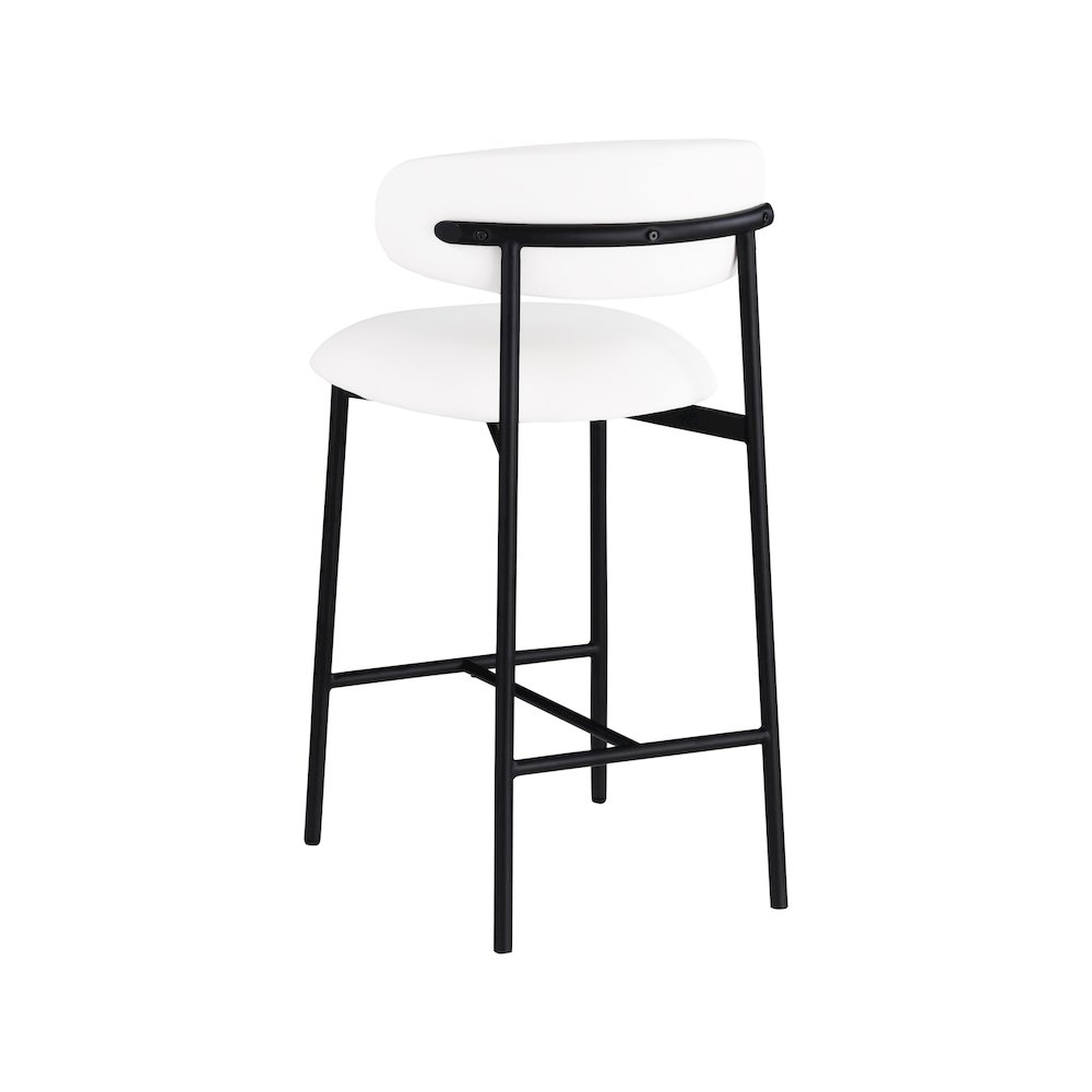 Lupita Off-White Vegan Leather Upholstered Counter Stool, Set of 2. Picture 5