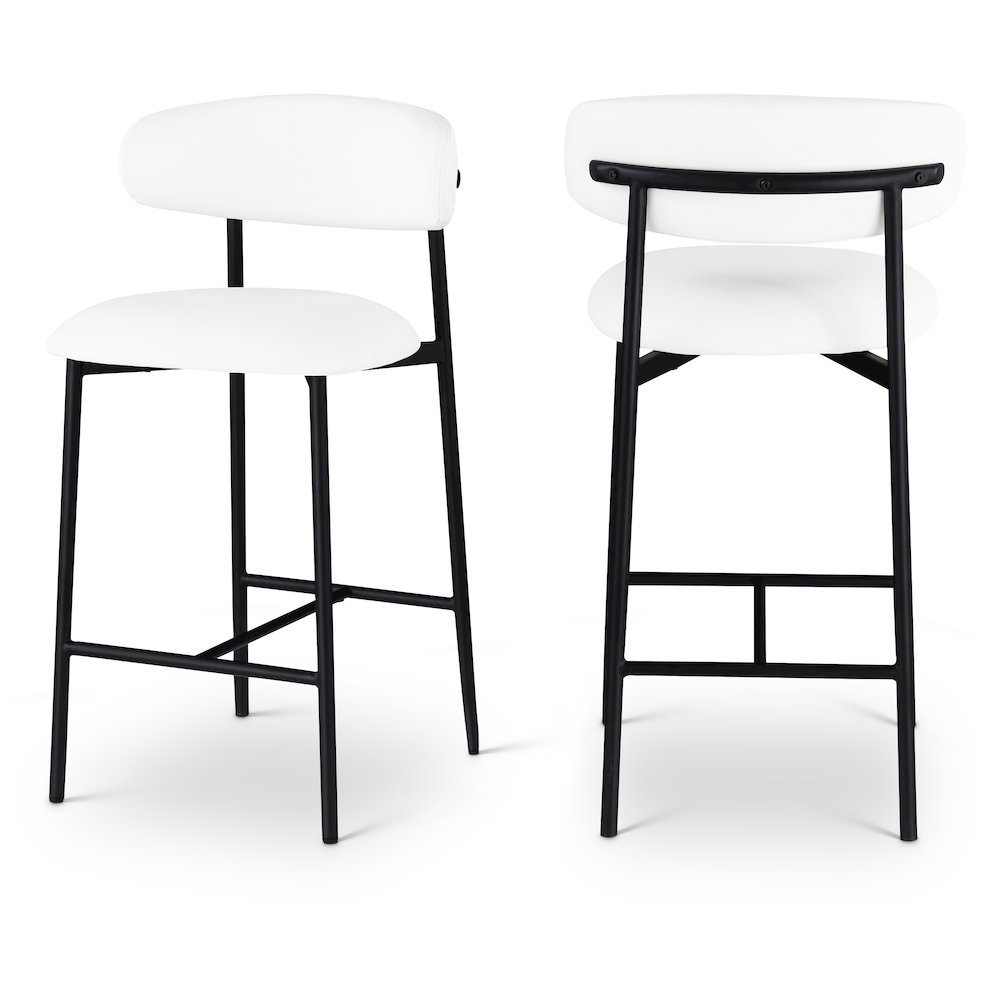 Lupita Off-White Vegan Leather Upholstered Counter Stool, Set of 2. Picture 1