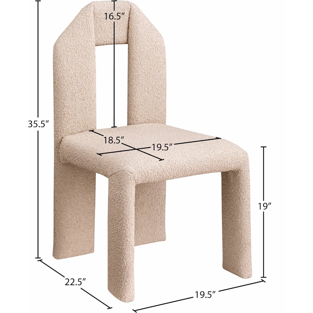 Bennett Beige Boucle Fabric Dining Chair, Set of 2. Picture 7