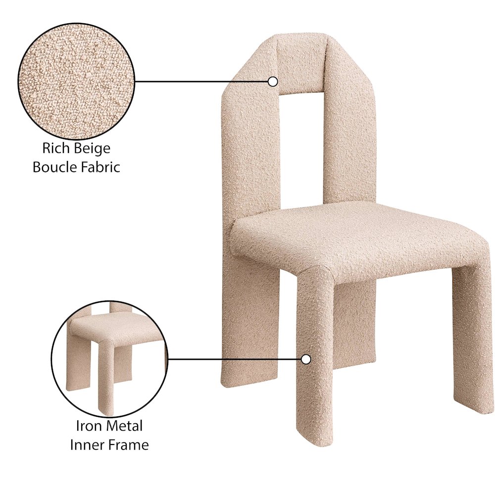 Bennett Beige Boucle Fabric Dining Chair, Set of 2. Picture 8