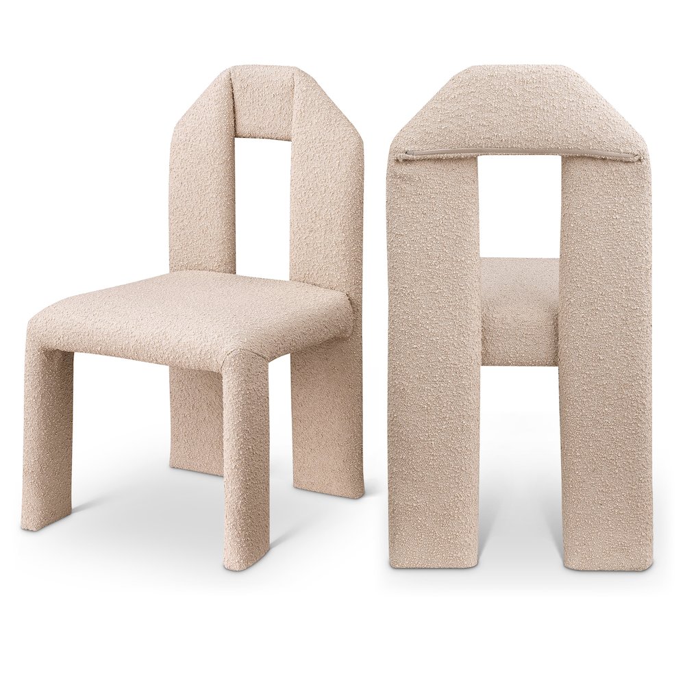 Bennett Beige Boucle Fabric Dining Chair, Set of 2. Picture 1