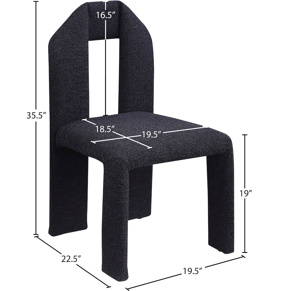 Bennett Black Boucle Fabric Dining Chair, Set of 2. Picture 7