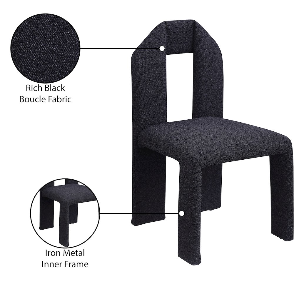 Bennett Black Boucle Fabric Dining Chair, Set of 2. Picture 8