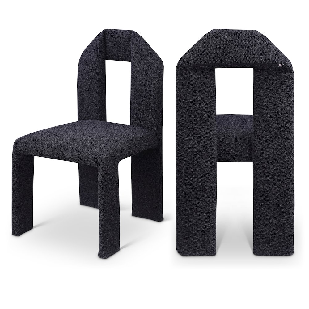 Bennett Black Boucle Fabric Dining Chair, Set of 2. Picture 1