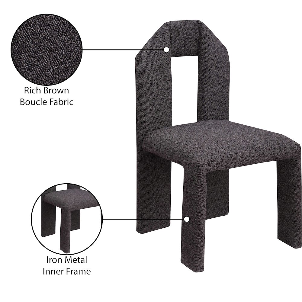 Bennett Brown Boucle Fabric Dining Chair, Set of 2. Picture 8