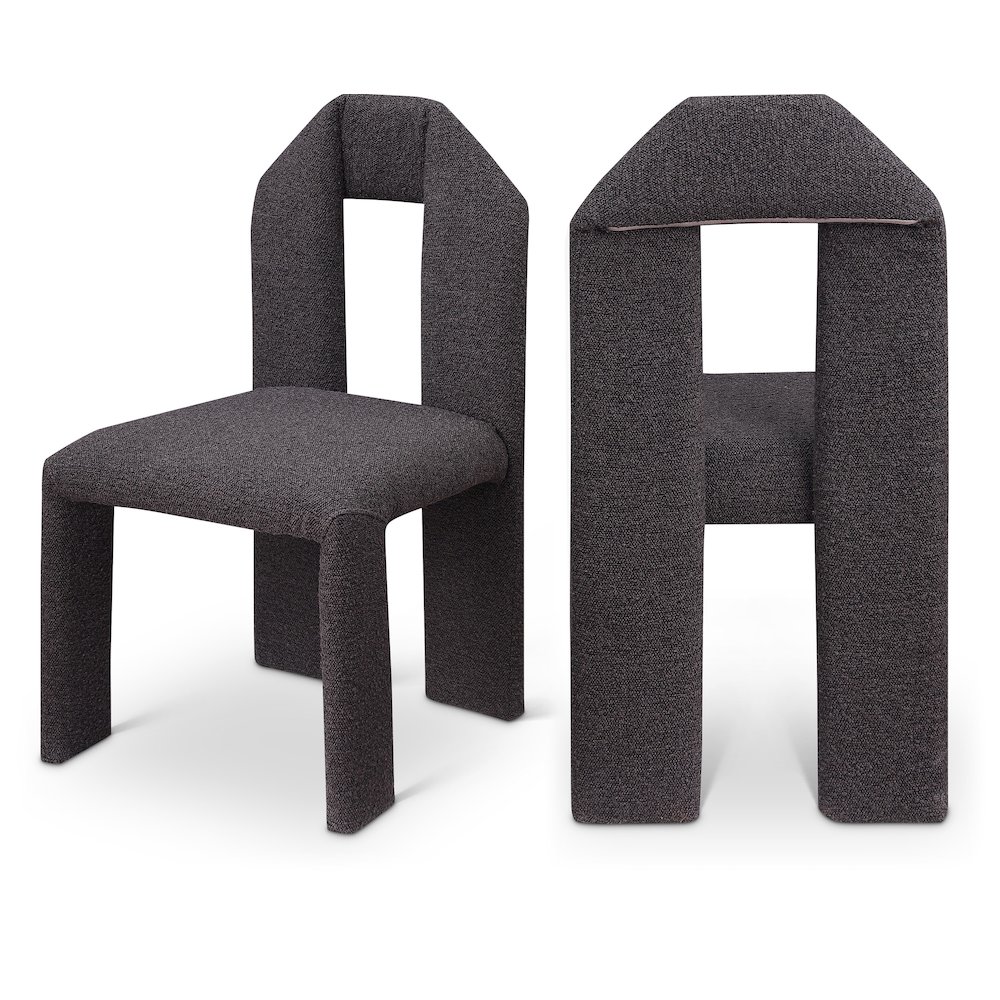Bennett Brown Boucle Fabric Dining Chair, Set of 2. Picture 1