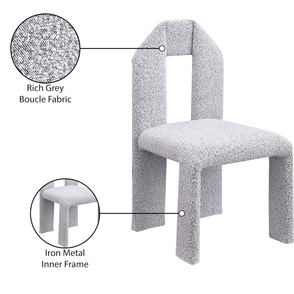 Bennett Grey Boucle Fabric Dining Chair, Set of 2. Picture 8