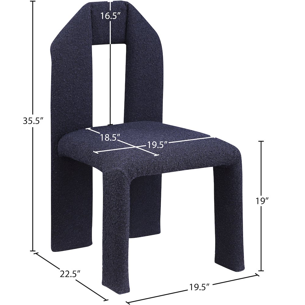 Bennett Navy Boucle Fabric Dining Chair, Set of 2. Picture 7