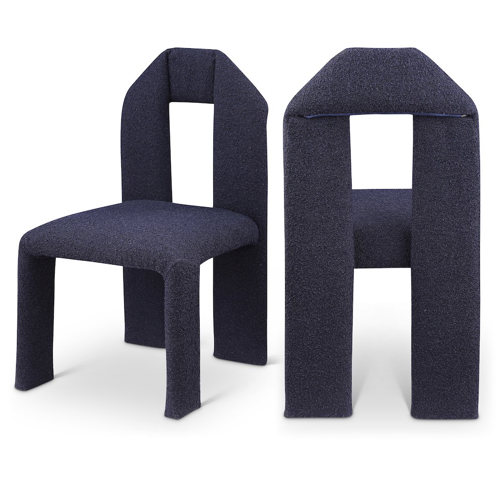 Bennett Navy Boucle Fabric Dining Chair, Set of 2. Picture 1