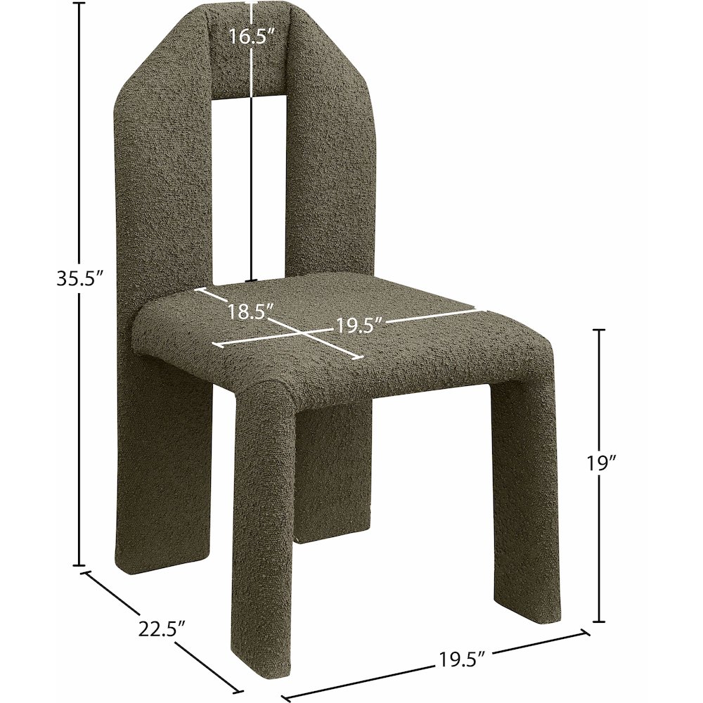 Bennett Olive Boucle Fabric Dining Chair, Set of 2. Picture 7