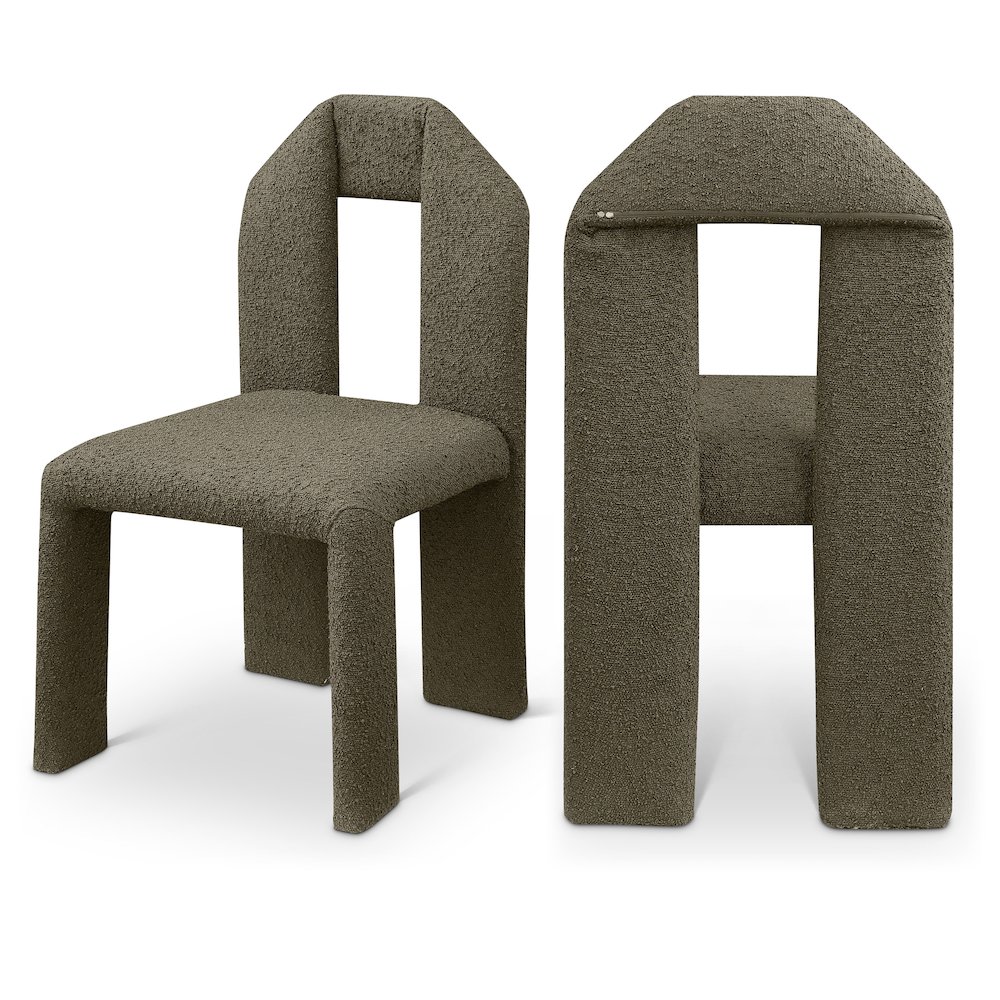 Bennett Olive Boucle Fabric Dining Chair, Set of 2. Picture 1