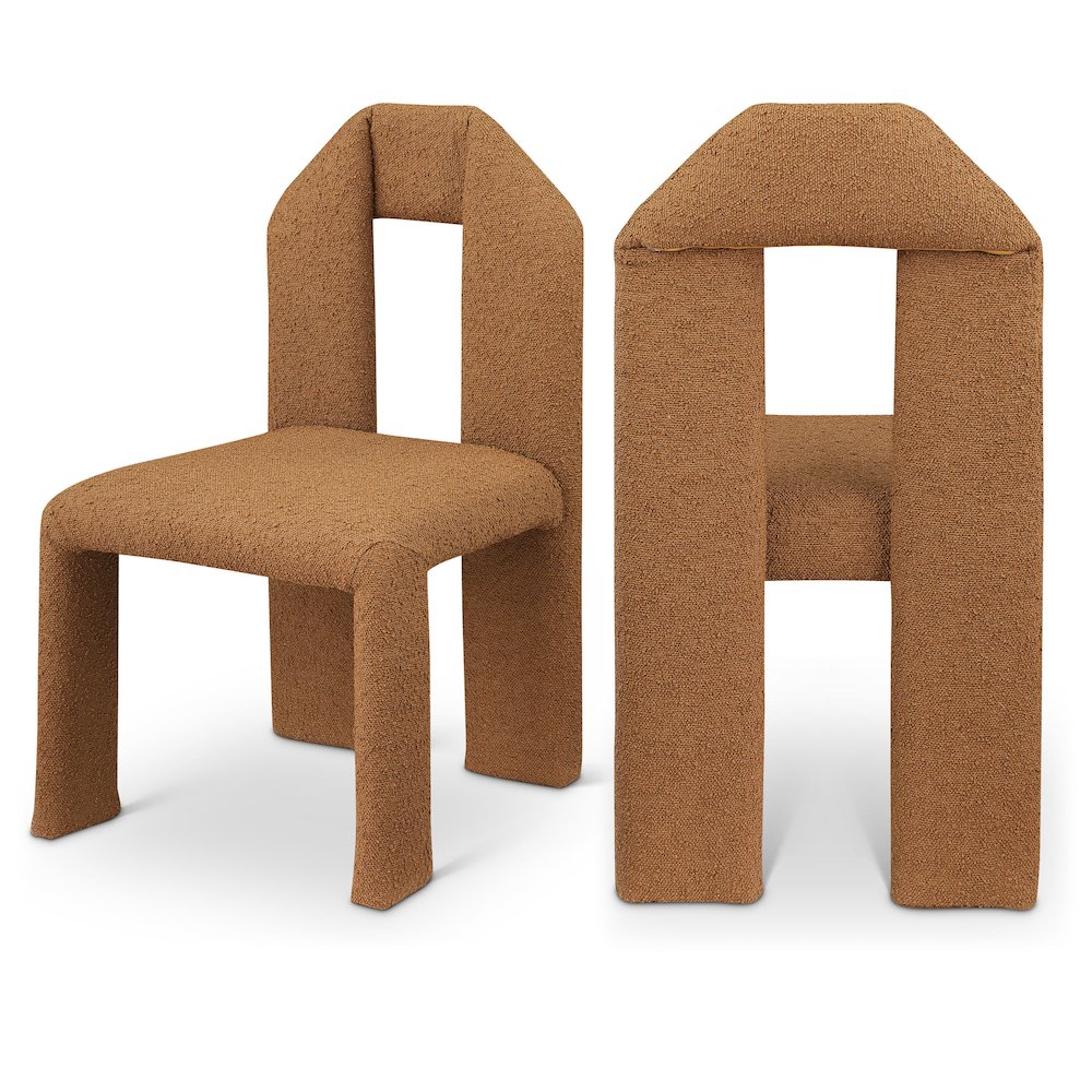 Bennett Saddle Boucle Fabric Dining Chair, Set of 2. Picture 1
