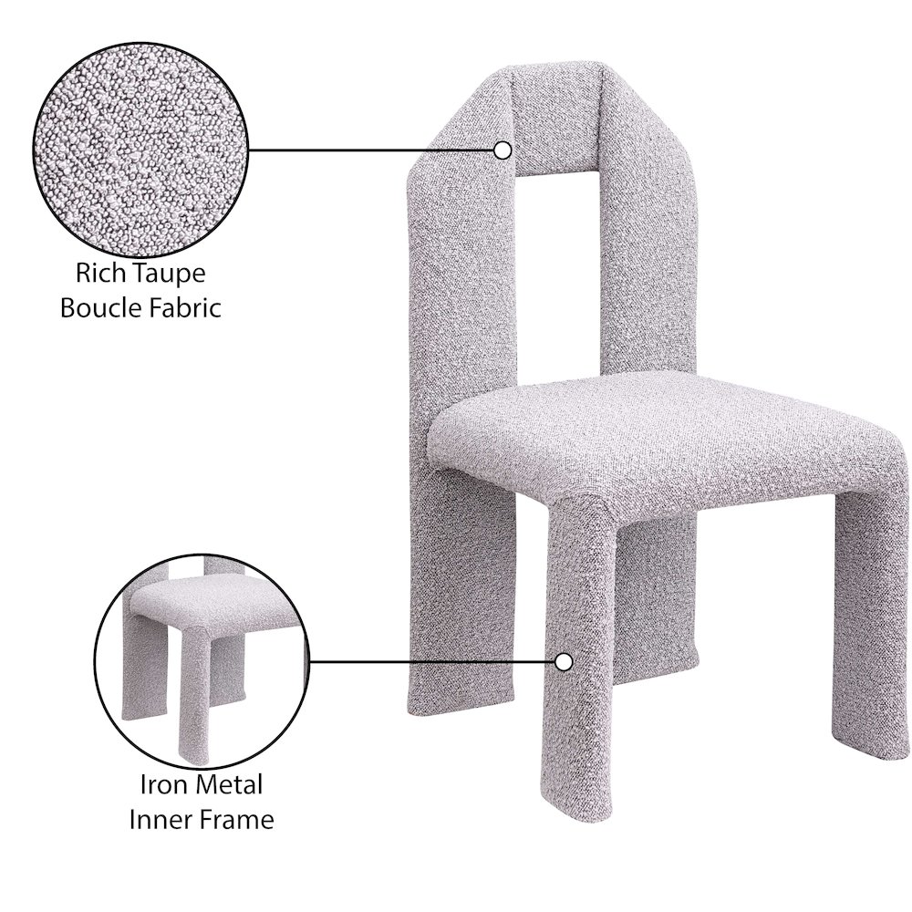 Bennett Taupe Boucle Fabric Dining Chair, Set of 2. Picture 8