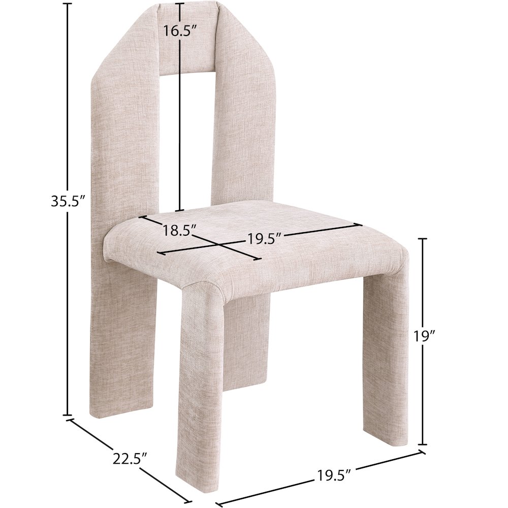Bennett Beige Chenille Fabric Dining Chair, Set of 2. Picture 7