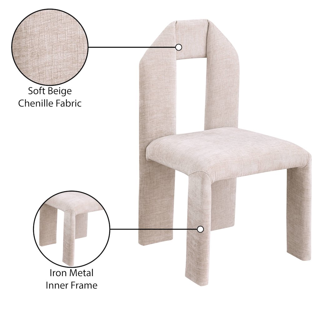 Bennett Beige Chenille Fabric Dining Chair, Set of 2. Picture 8