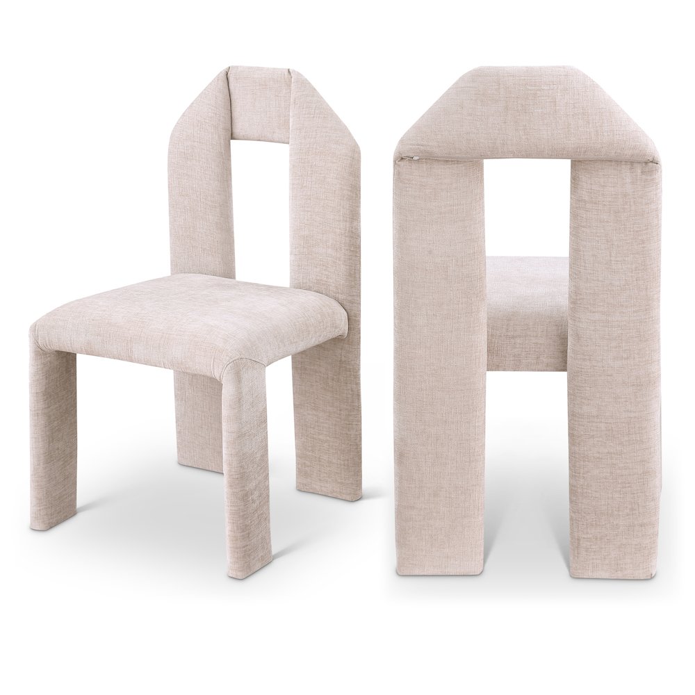 Bennett Beige Chenille Fabric Dining Chair, Set of 2. Picture 1
