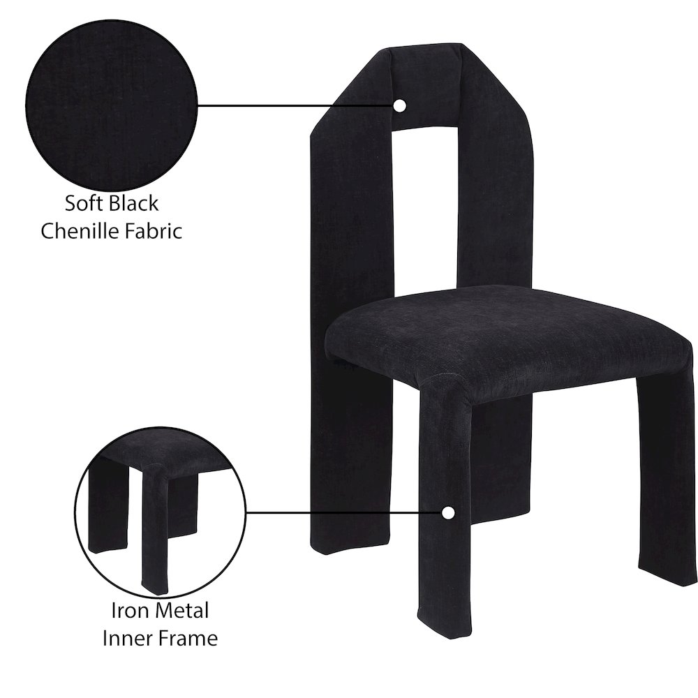 Bennett Black Chenille Fabric Dining Chair, Set of 2. Picture 8