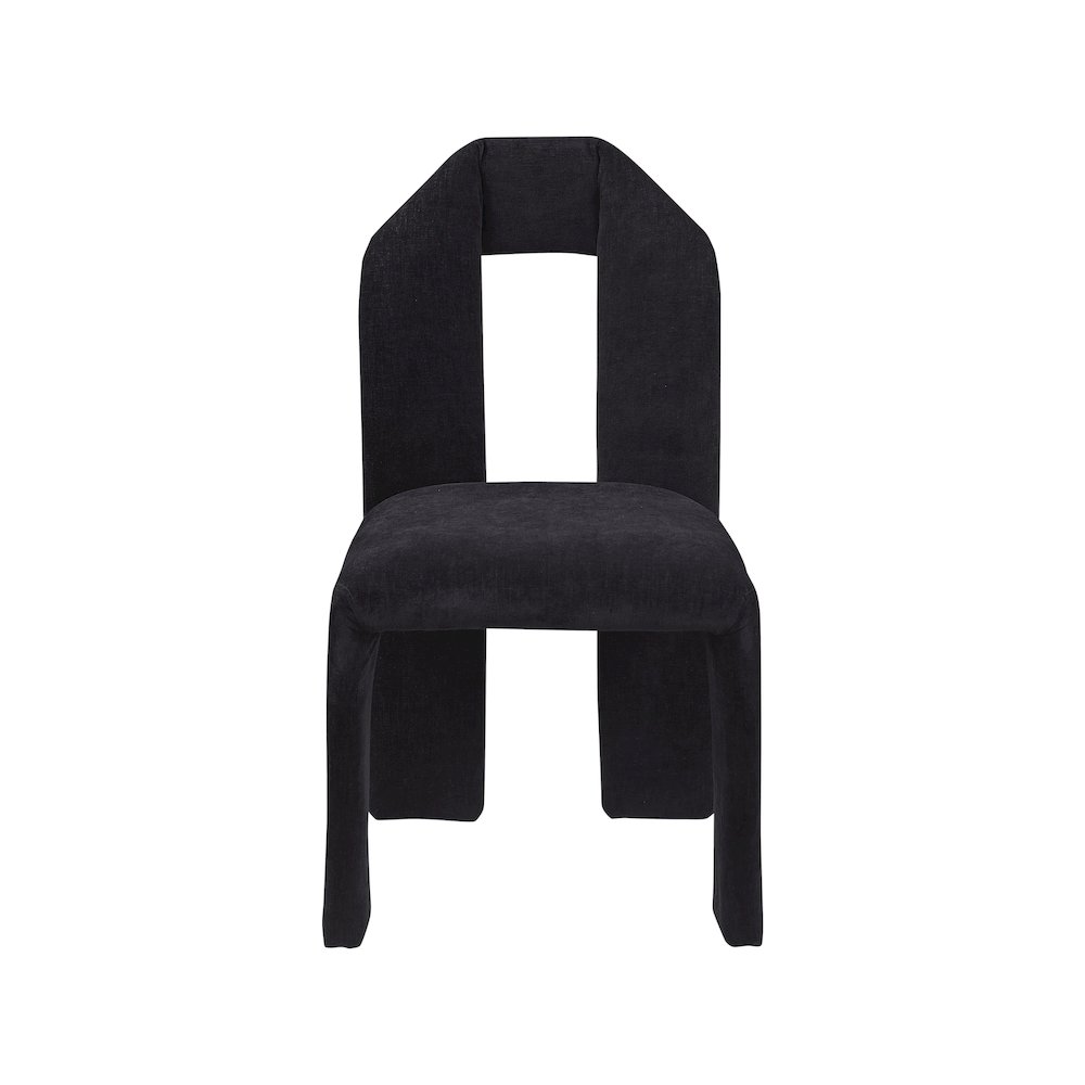 Bennett Black Chenille Fabric Dining Chair, Set of 2. Picture 2